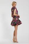 Shop_Mac Duggal_Black Polyester Woven Floral Round Multicolor Ruffle Dress _at_Aza_Fashions