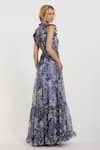Shop_Mac Duggal_Purple Polyester Collared Lilac Gradient Floral Gown _at_Aza_Fashions