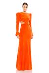 Buy_Mac Duggal_Orange Polyester Solid Round Cut-out Gown _at_Aza_Fashions