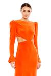 Mac Duggal_Orange Polyester Solid Round Cut-out Gown _Online_at_Aza_Fashions