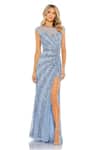 Buy Mac Duggal Blue Polyester Sequins Round Neck Cap Sleeve Wave Gown at Aza Fashions Buy_Mac Duggal_Blue Polyester Sequins Round Neck Cap Sleeve Wave Gown _at_Aza_Fashions