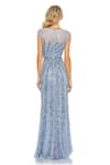 Shop Mac Duggal Blue Polyester Sequins Round Neck Cap Sleeve Wave Gown at Aza Fashions Shop_Mac Duggal_Blue Polyester Sequins Round Neck Cap Sleeve Wave Gown _at_Aza_Fashions