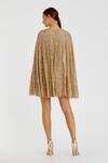 Shop Mac Duggal Gold Polyester Sequins Round Neck Embellished Cape Sleeves Dress at Aza Fashions Shop_Mac Duggal_Gold Polyester Sequins Round Neck Embellished Cape Sleeves Dress _at_Aza_Fashions