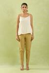 Shraddha Rambhia_Ivory Fine Chanderi Woven Stripe Collar Tunic_Online_at_Aza_Fashions
