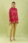 Shop Shraddha Rambhia Pink Fine Chanderi Woven Geometric Collar Shirt Tunic at Aza Fashions Shop_Shraddha Rambhia_Pink Fine Chanderi Woven Geometric Collar Shirt Tunic_at_Aza_Fashions