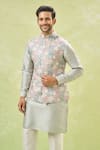 Buy_Rng Safawala_Green Silk Sequins, Embroidery Tropical Bundi And Kurta Set 