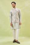 Shop_Rng Safawala_Green Silk Sequins, Embroidery Tropical Bundi And Kurta Set 