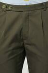 Lacquer Embassy_Green 100% Cotton Plain Montero Trouser  _at_Aza_Fashions