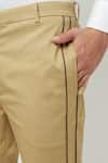 Lacquer Embassy_Beige 100% Cotton Plain Talea Trouser  _at_Aza_Fashions