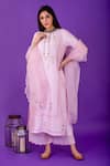 Priya Chaudhary_Pink Chanderi Silk Kurta Set For Kids_Online_at_Aza_Fashions