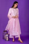 Buy_Priya Chaudhary_Pink Chanderi Silk Kurta Set For Kids_at_Aza_Fashions