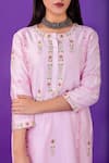 Shop_Priya Chaudhary_Pink Chanderi Silk Kurta Set For Kids_Online_at_Aza_Fashions