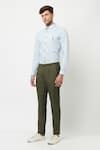 Buy_Lacquer Embassy_Green 100% Cotton Plain Montero Trouser  _at_Aza_Fashions