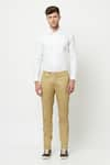 Buy_Lacquer Embassy_Beige 100% Cotton Plain Talea Trouser  _at_Aza_Fashions