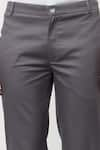 Lacquer Embassy_Grey 100% Cotton Plain Pulque Trouser  _at_Aza_Fashions