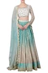 Buy_Priyanka Jain_Blue Round Embroidered Bridal Lehenga Set _at_Aza_Fashions