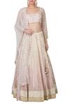 Buy_Priyanka Jain_White Chanderi Scoop Neck Lehenga Set _at_Aza_Fashions