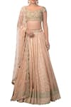 Buy_Priyanka Jain_Peach Sweetheart Neck Embroidered Bridal Lehenga Set _at_Aza_Fashions