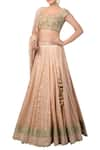 Priyanka Jain_Peach Sweetheart Neck Embroidered Bridal Lehenga Set _Online_at_Aza_Fashions