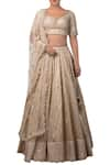 Buy_Priyanka Jain_Gold Sweetheart Neck Embroidered Bridal Lehenga Set _at_Aza_Fashions