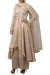 Buy_Priyanka Jain_Gold Printed And Embroidered Anarkali Set _at_Aza_Fashions