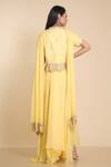 Shop Preeti Jhawar Yellow Georgette Silk Mandarin Collar Asymmetric Lehenga Set at Aza Fashions Shop_Preeti Jhawar_Yellow Georgette Silk Mandarin Collar Asymmetric Lehenga Set_at_Aza_Fashions