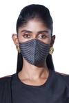 Shop_Ampm_Grey Printed Chanderi Unisex Face Mask Single Pc_at_Aza_Fashions