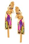 Shop_Outhouse_Gold Plated Crystals Rose Earrings Encrusted With Swarovski_at_Aza_Fashions