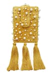 Buy_The Right Sided x Ridhi Mehra_Gold Pearl Embellished Square Box Clutch _at_Aza_Fashions