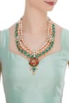 Shop_Moh-Maya by Disha Khatri_Multi Color Meenakari Pendant Necklace With Pearls_at_Aza_Fashions