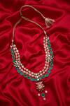 Buy_Moh-Maya by Disha Khatri_Meenakari Pendant Necklace With Pearls_at_Aza_Fashions