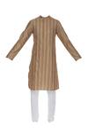 Buy_Chatenya Mittal_Beige Cotton Silk Embroidered Beads Thread Work Kurta Set _Online_at_Aza_Fashions