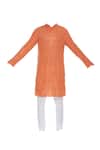 Buy_Chatenya Mittal_Orange Georgette, Cotton Cut Work, Beads Embroidered Kurta Set For Kids_Online_at_Aza_Fashions