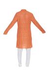 Shop_Chatenya Mittal_Orange Georgette, Cotton Cut Work, Beads Embroidered Kurta Set For Kids_Online_at_Aza_Fashions