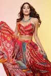 Buy_Saaksha & Kinni_Pink Chanderi Abstract Bird Lehenga _at_Aza_Fashions