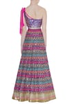 Shop_Avnni Kapur_Multi Color Banarasi Embroidery Mirror Work One Shoulder Lehenga Set  _at_Aza_Fashions