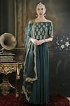 Buy_Neha Khullar_Green Georgette Embroidery Nalki And Dori One Shoulder Off Anarkali With Dupatta _at_Aza_Fashions