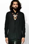 Shop_Runit Gupta_Black Cotton Embroidered Shirt For Kids For Kids_at_Aza_Fashions