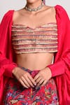 Shop_Rishi and Vibhuti_Pink Crepe Embroidery Sweetheart Neck Bishop Sleeve Crop Top _Online_at_Aza_Fashions