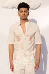 Buy_Runit Gupta_White Enzyme Washed Cotton Embroidered Shirt _at_Aza_Fashions