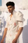 Runit Gupta_White Enzyme Washed Cotton Embroidered Shirt _Online_at_Aza_Fashions