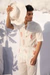 Shop_Runit Gupta_White Enzyme Washed Cotton Embroidered Shirt _at_Aza_Fashions