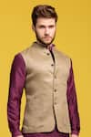 Buy_Seven_Beige Linen Nehru Jacket_at_Aza_Fashions