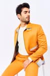 Shop_Nirmooha_Yellow Suiting Fabric Printed Abstract Fleece Jacket And Pant Set _Online_at_Aza_Fashions