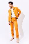 Buy_Nirmooha_Yellow Suiting Fabric Printed Abstract Fleece Jacket And Pant Set _at_Aza_Fashions