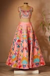 Aisha Rao_Peach Embroidered Lehenga Set_Online_at_Aza_Fashions