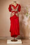 Buy_Anamika Khanna_Red Draped Skirt Set_at_Aza_Fashions