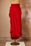 Anamika Khanna_Red Draped Skirt Set_Online_at_Aza_Fashions