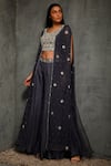 Seema Thukral_Blue Pure Georgette Embroidered Cape And Pant Set For Kids_Online_at_Aza_Fashions