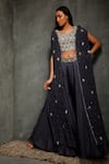 Buy_Seema Thukral_Blue Pure Georgette Embroidered Cape And Pant Set For Kids_at_Aza_Fashions